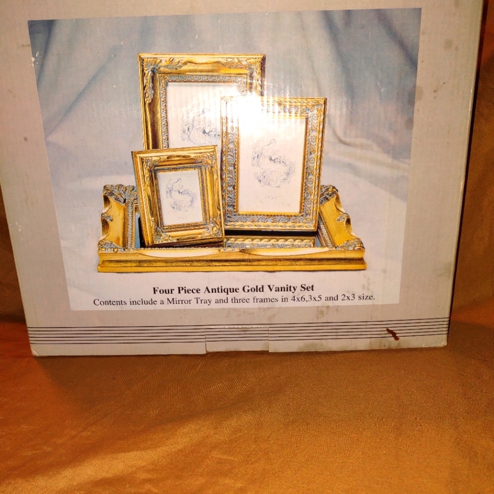 4 piece Antique Gold Vanity Set